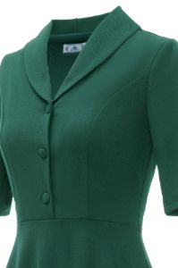 Dark Green Short Sleeves Vintage 1950s Dress sold by Zapaka