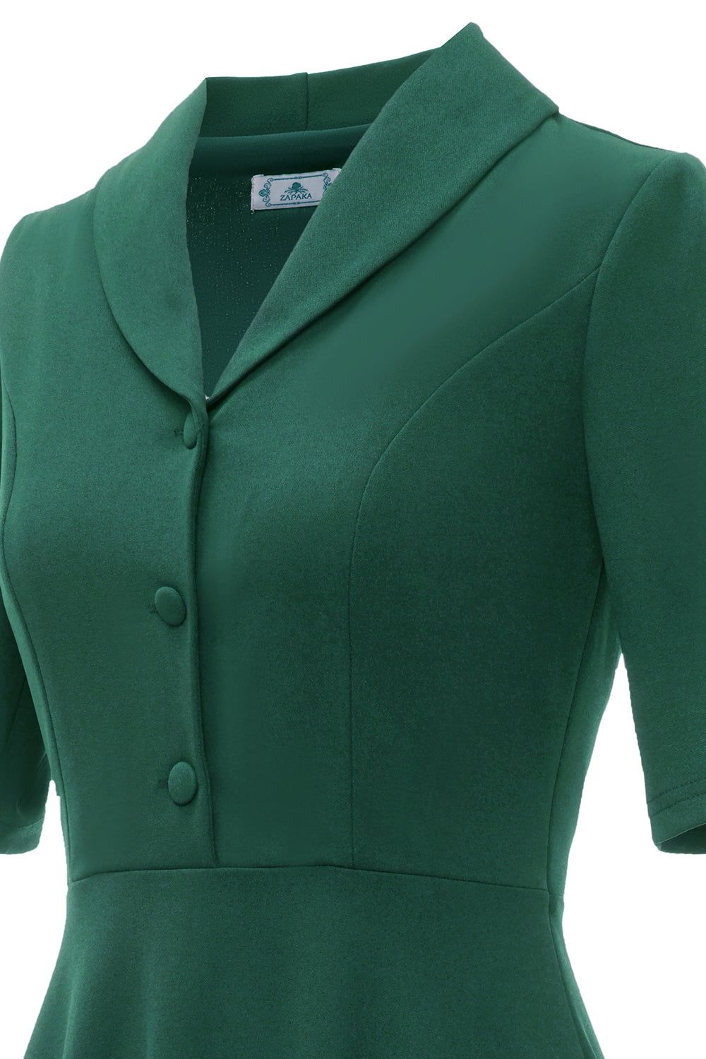 Dark Green Short Sleeves Vintage 1950s Dress sold by Zapaka product image thumbnail 5