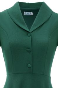 Dark Green Short Sleeves Vintage 1950s Dress sold by Zapaka