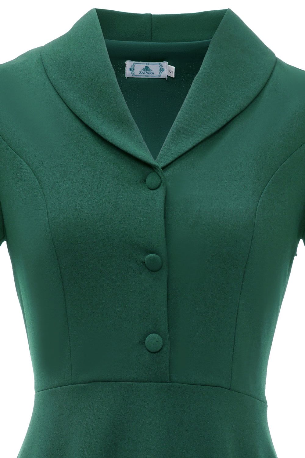 Dark Green Short Sleeves Vintage 1950s Dress sold by Zapaka product image thumbnail 4