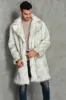 White Notched Lapel Long Faux Fur Men Coat sold by Zapaka