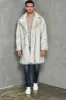 White Notched Lapel Long Faux Fur Men Coat sold by Zapaka