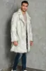 White Notched Lapel Long Faux Fur Men Coat sold by Zapaka