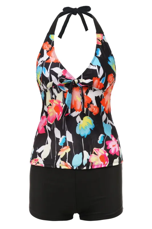 Black Halter Printed One Piece Swimwear sold by Zapaka