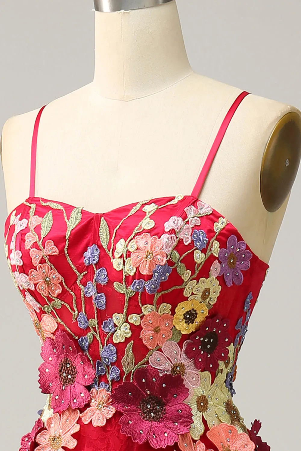 A Line Spaghetti Straps Burgundy Long Prom Dress with Appliques sold by Zapaka product image thumbnail 5