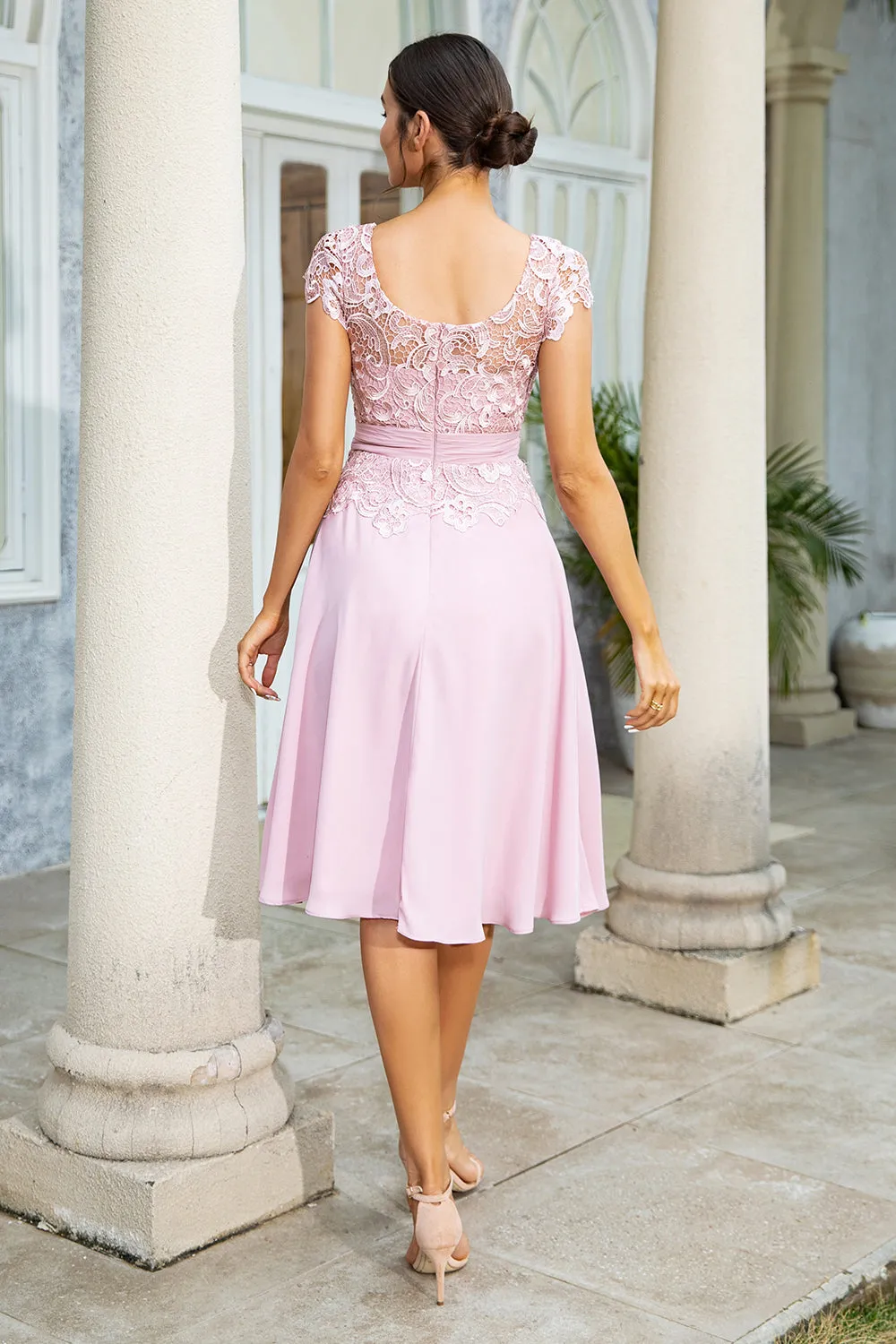 Pink Chiffon Mother of the Bride Dress with Lace sold by Zapaka product image thumbnail 2