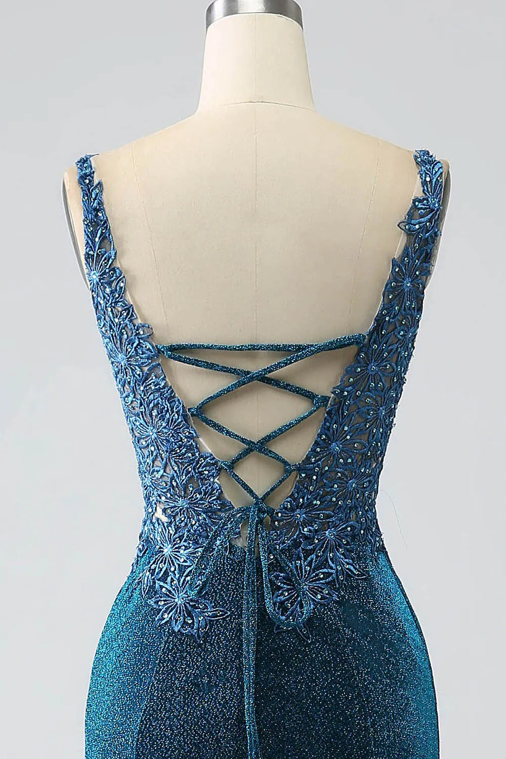 Glitter Dark Blue Mermaid Prom Dress with Beading sold by Zapaka product image thumbnail 5