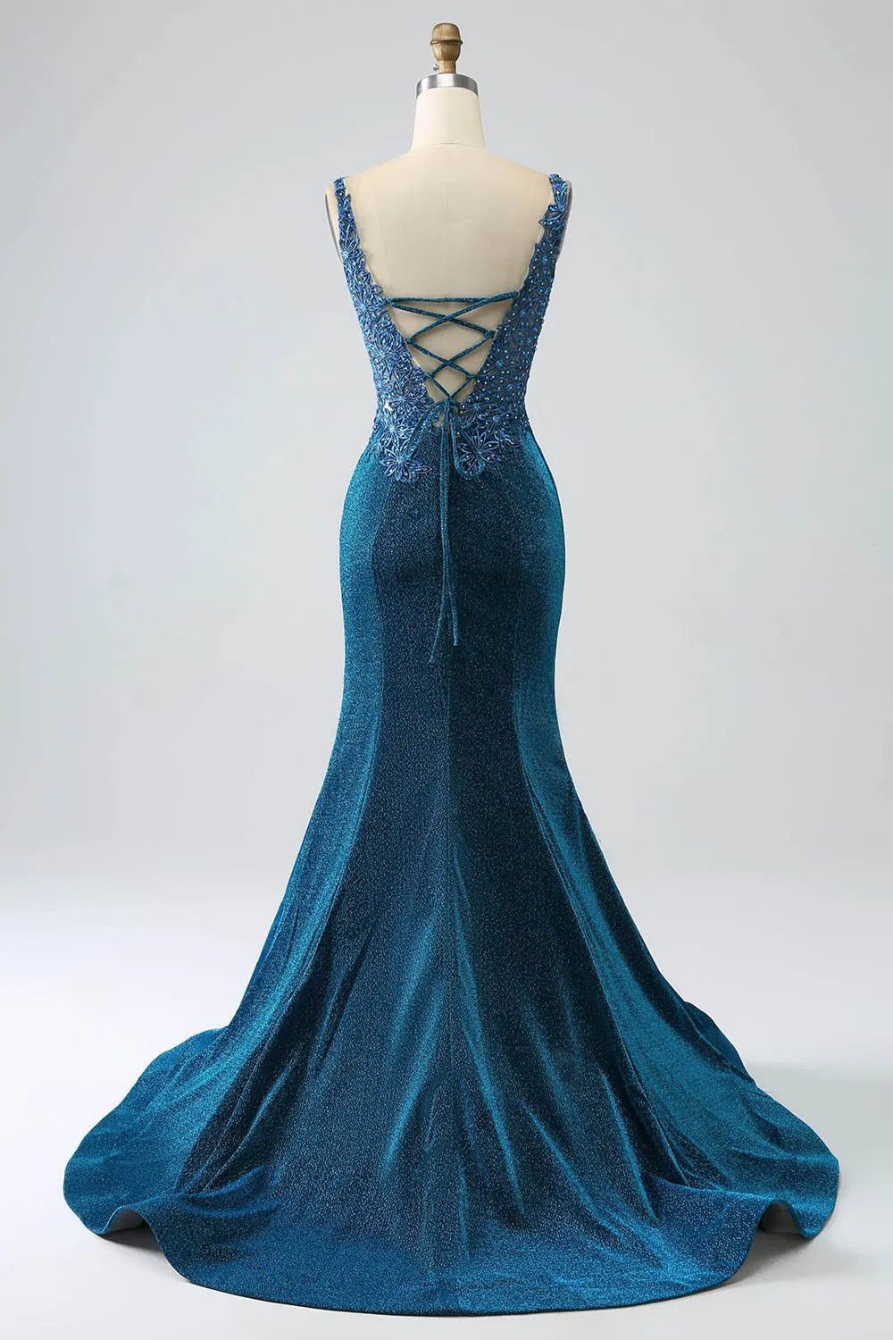 Glitter Dark Blue Mermaid Prom Dress with Beading sold by Zapaka product image thumbnail 2