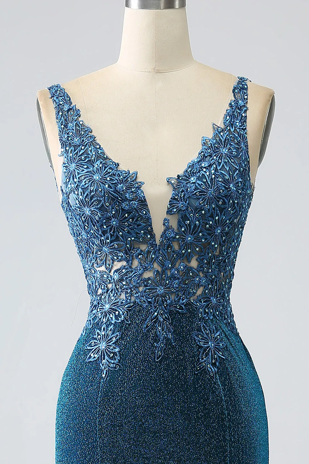 Glitter Dark Blue Mermaid Prom Dress with Beading sold by Zapaka product image thumbnail 4