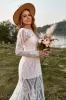 Ivory Mermaid Long Sleeves Lace Boho Wedding Dress With Sweep Train sold by Zapaka