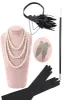 Black Sequined Fringes 1920s Gatsby Flapper Dress with 20s Accessories Set sold by Zapaka