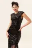 Black Sequined Fringes 1920s Gatsby Flapper Dress with 20s Accessories Set sold by Zapaka