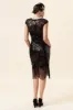 Black Sequined Fringes 1920s Gatsby Flapper Dress with 20s Accessories Set sold by Zapaka
