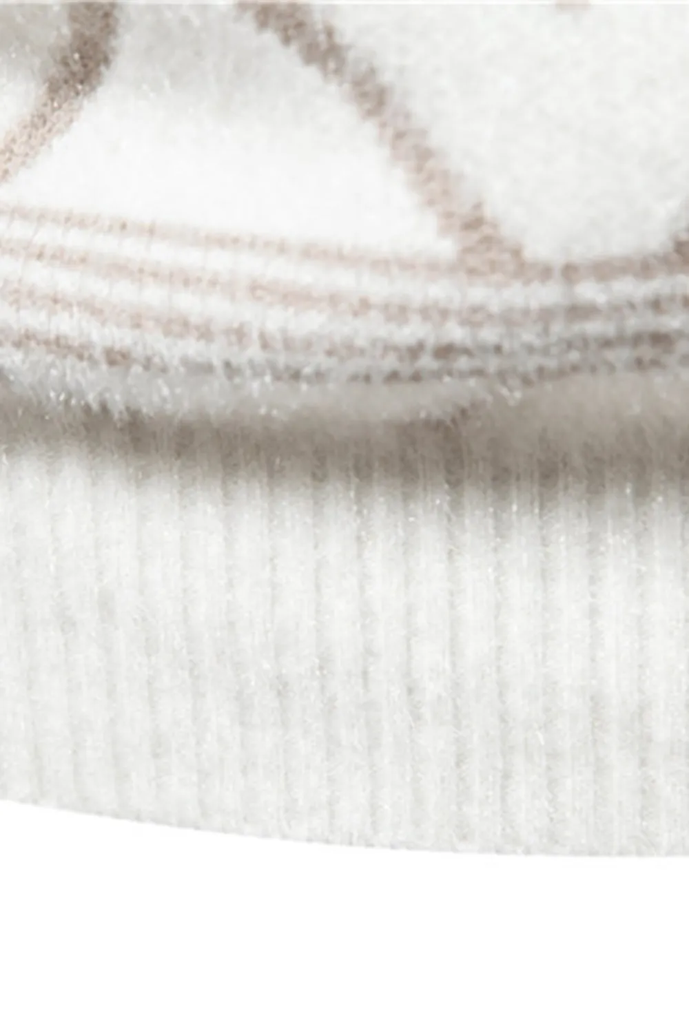 White Men's Round Neck Striped Print Pullover Sweater sold by Zapaka product image thumbnail 4