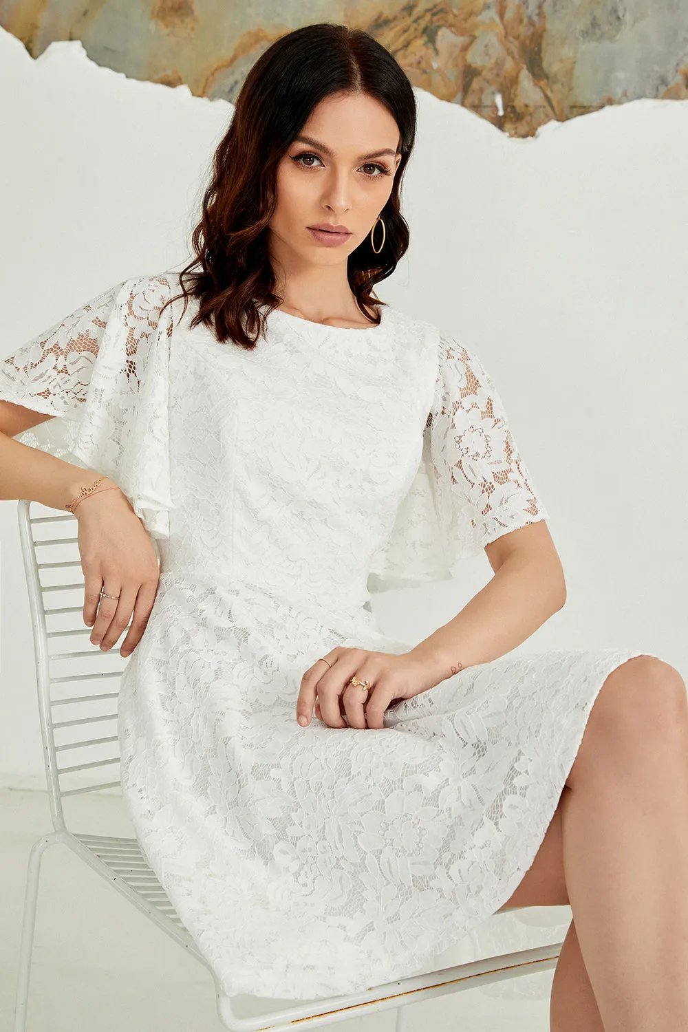 Batwing Sleeves Lace Dress sold by Zapaka product image thumbnail 4