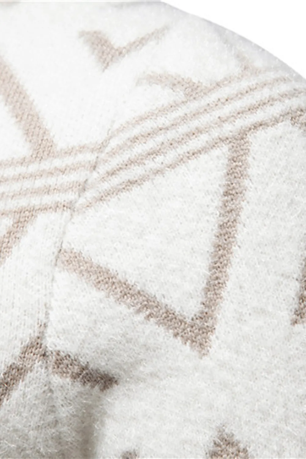 White Men's Round Neck Striped Print Pullover Sweater sold by Zapaka product image thumbnail 5