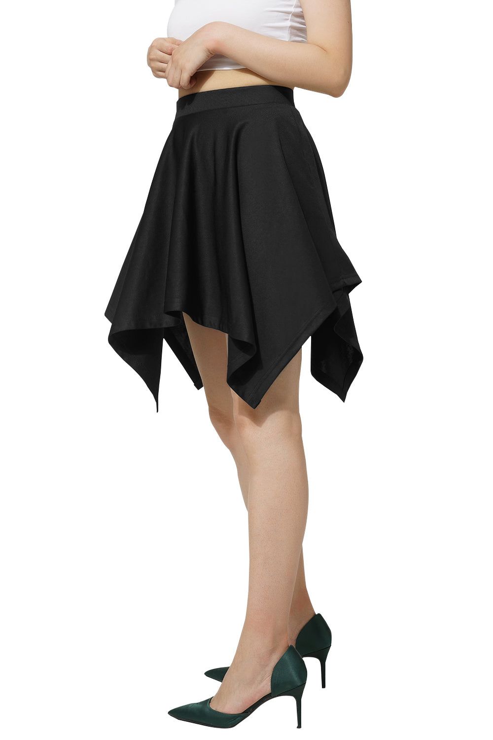 Basic Solid Stretchy High Waist A-line Flared Skater Skirt sold by Zapaka product image thumbnail 4