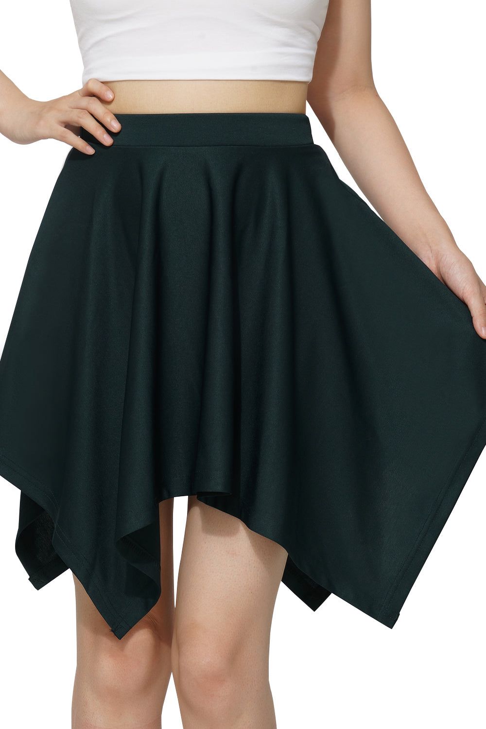 Basic Solid Stretchy High Waist A-line Flared Skater Skirt sold by Zapaka product image thumbnail 5