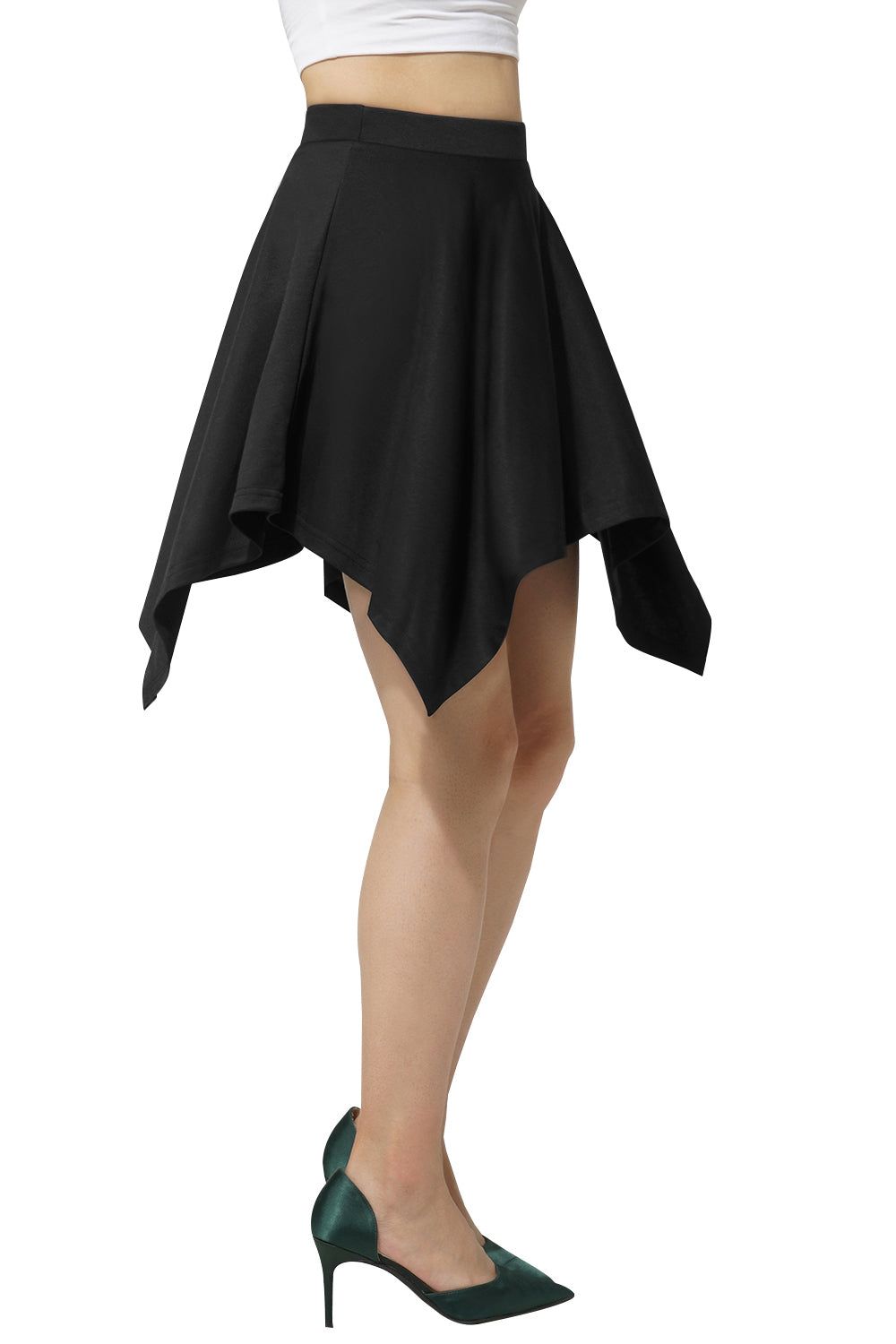 Basic Solid Stretchy High Waist A-line Flared Skater Skirt sold by Zapaka product image thumbnail 3