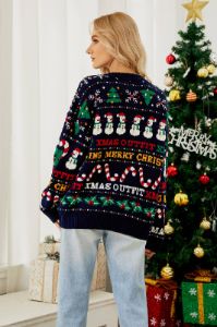 Christmas Sparkly Navy Pullover Knitted Sweater sold by Zapaka