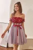 Sparkly Red One Shoulder Tight Short Homecoming Dress with Hollow Out sold by Zapaka