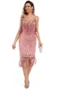 Blush Fringed Spaghetti Straps 1920s Gatsby Dress sold by Zapaka
