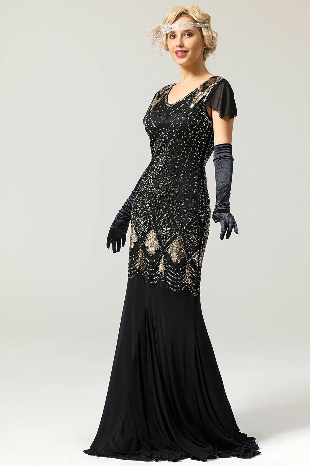 1920s Sequins Flapper Long Dress sold by Zapaka product image thumbnail 4