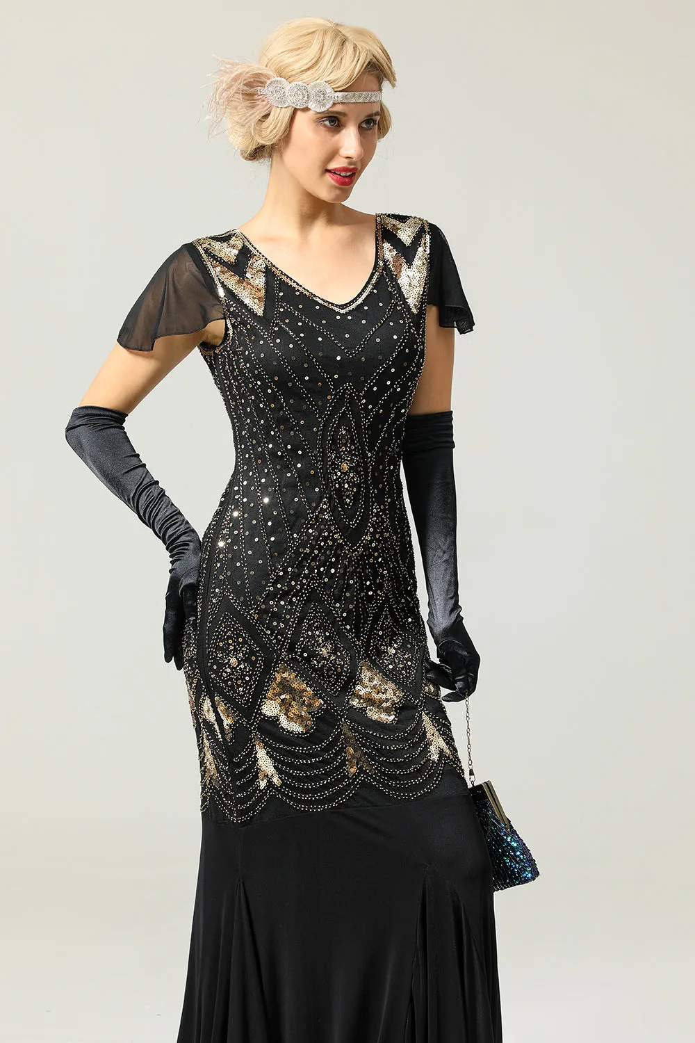 1920s Sequins Flapper Long Dress sold by Zapaka product image thumbnail 3