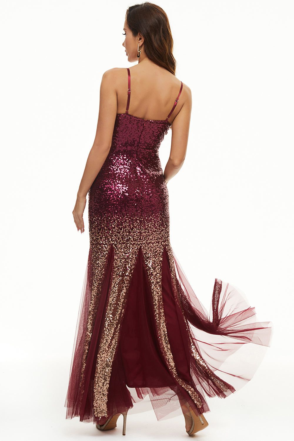 Black Sequins Spaghetti Straps Tulle Prom Dress sold by Zapaka product image thumbnail 5