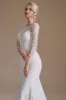 White Mermaid Long Sleeves Sweep Train Wedding Dress with Lace sold by Zapaka