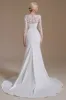 White Mermaid Long Sleeves Sweep Train Wedding Dress with Lace sold by Zapaka