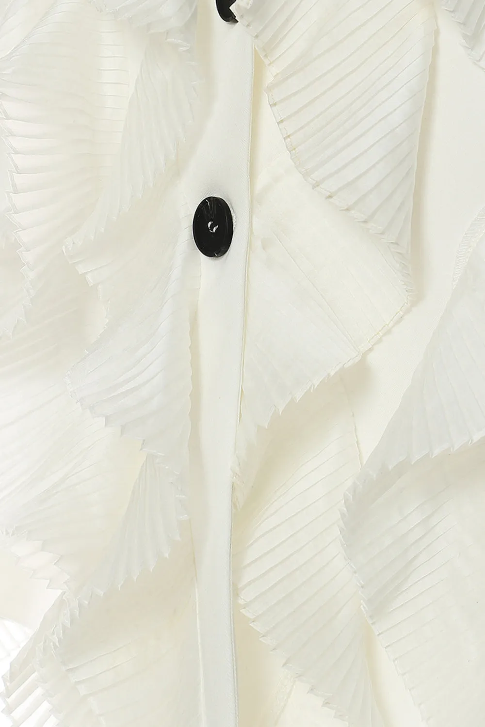 White Notched Lapel Women Blazer With Ruffles sold by Zapaka product image thumbnail 5