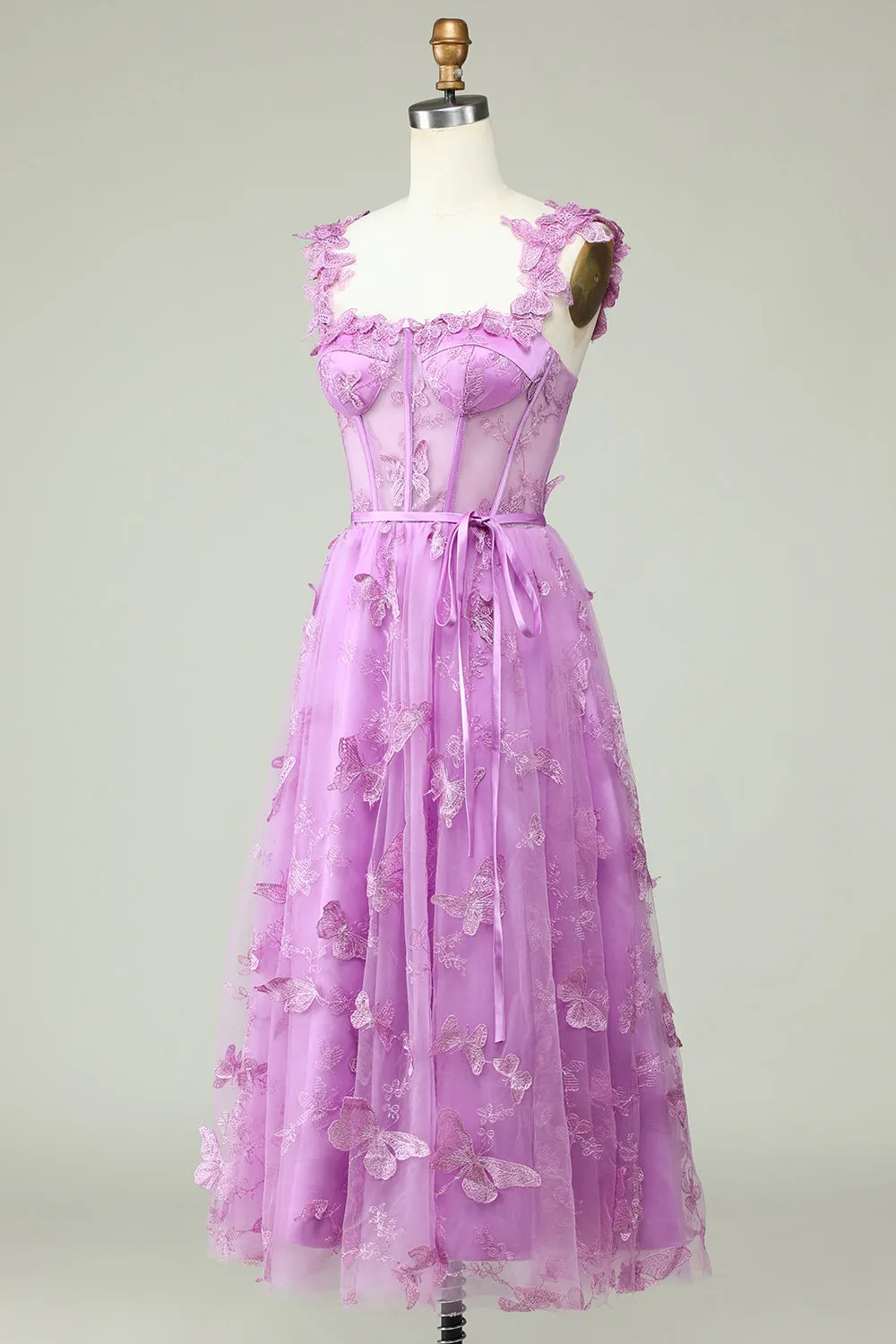 Purple A Line Butterflies Appliques Prom Dress sold by Zapaka product image thumbnail 3