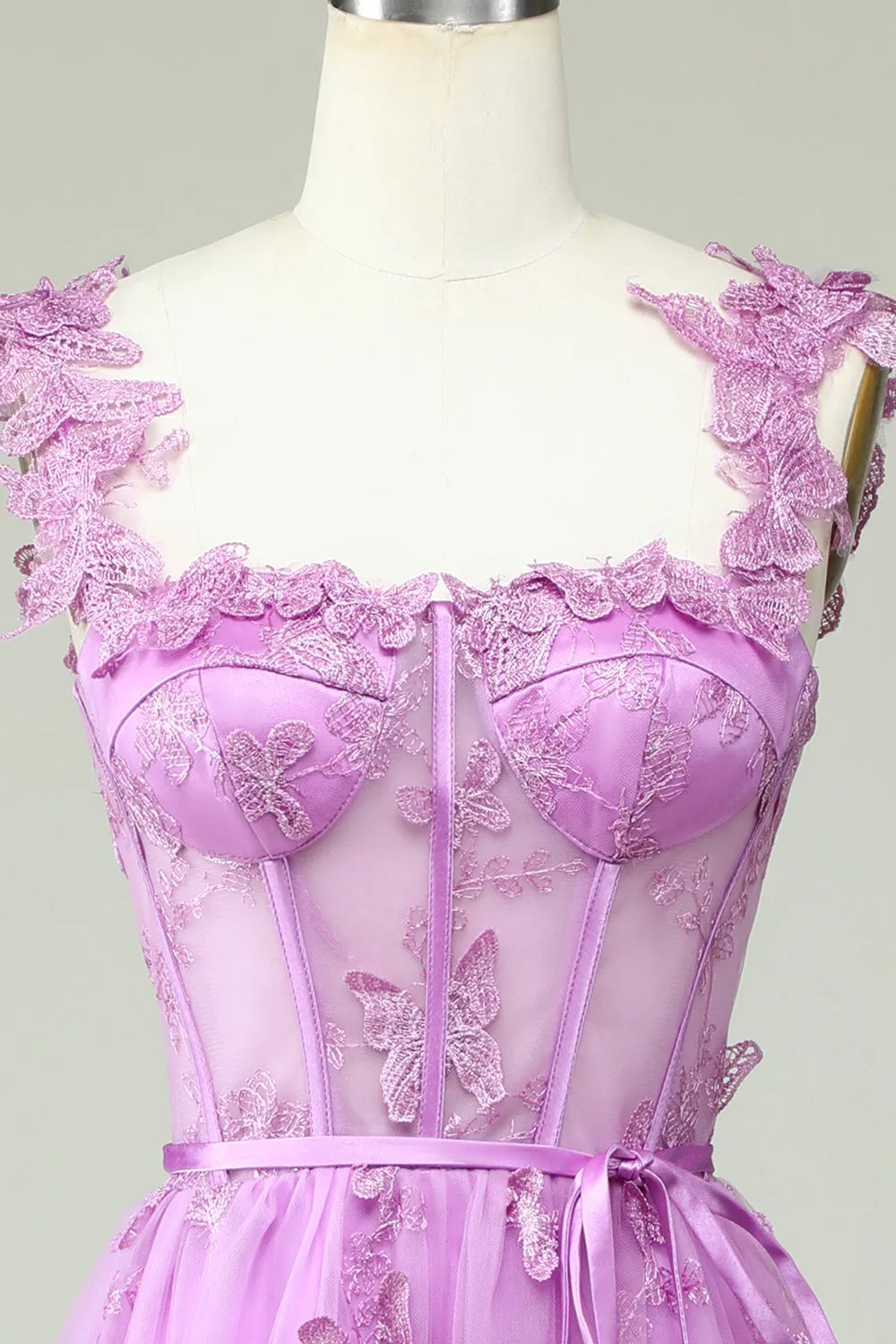 Purple A Line Butterflies Appliques Prom Dress sold by Zapaka product image thumbnail 4