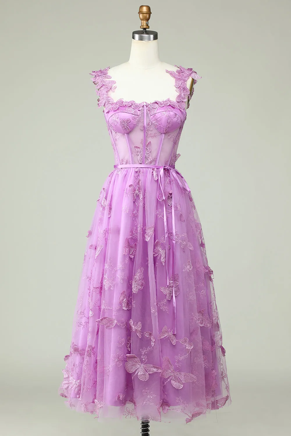Purple A Line Butterflies Appliques Prom Dress sold by Zapaka