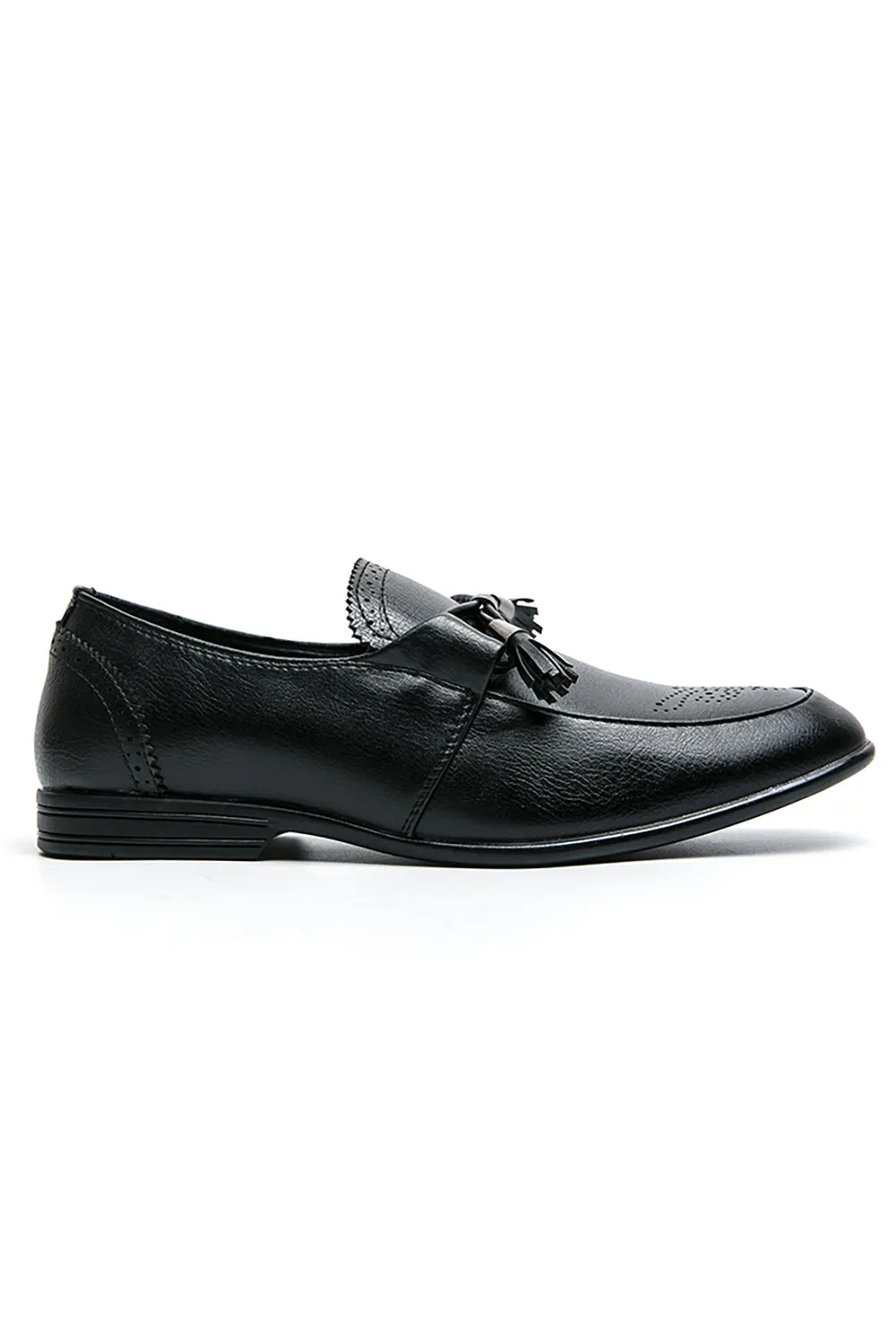 Black Leather Slip-On Fringe Men's Shoes sold by Zapaka product image thumbnail 3