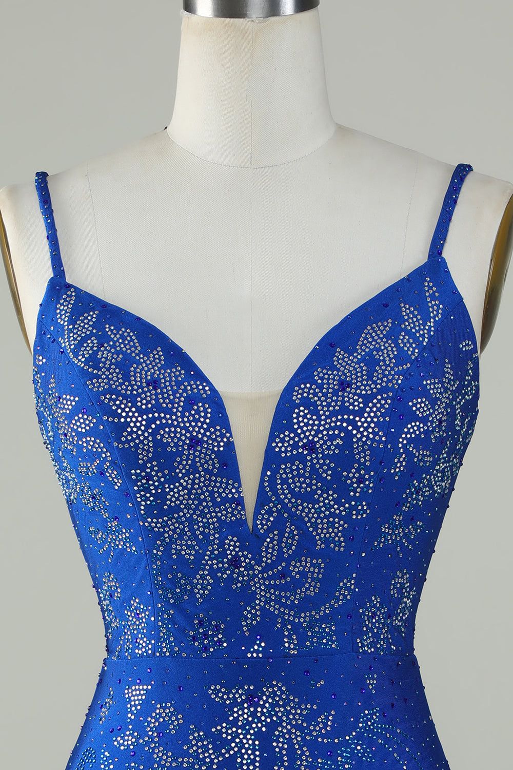 Royal Blue Beaded Spaghetti Straps Bodycon Homecoming Dress sold by Zapaka product image thumbnail 4