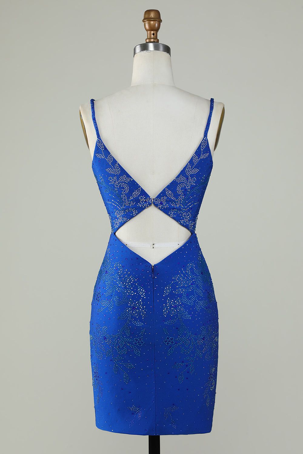 Royal Blue Beaded Spaghetti Straps Bodycon Homecoming Dress sold by Zapaka product image thumbnail 2