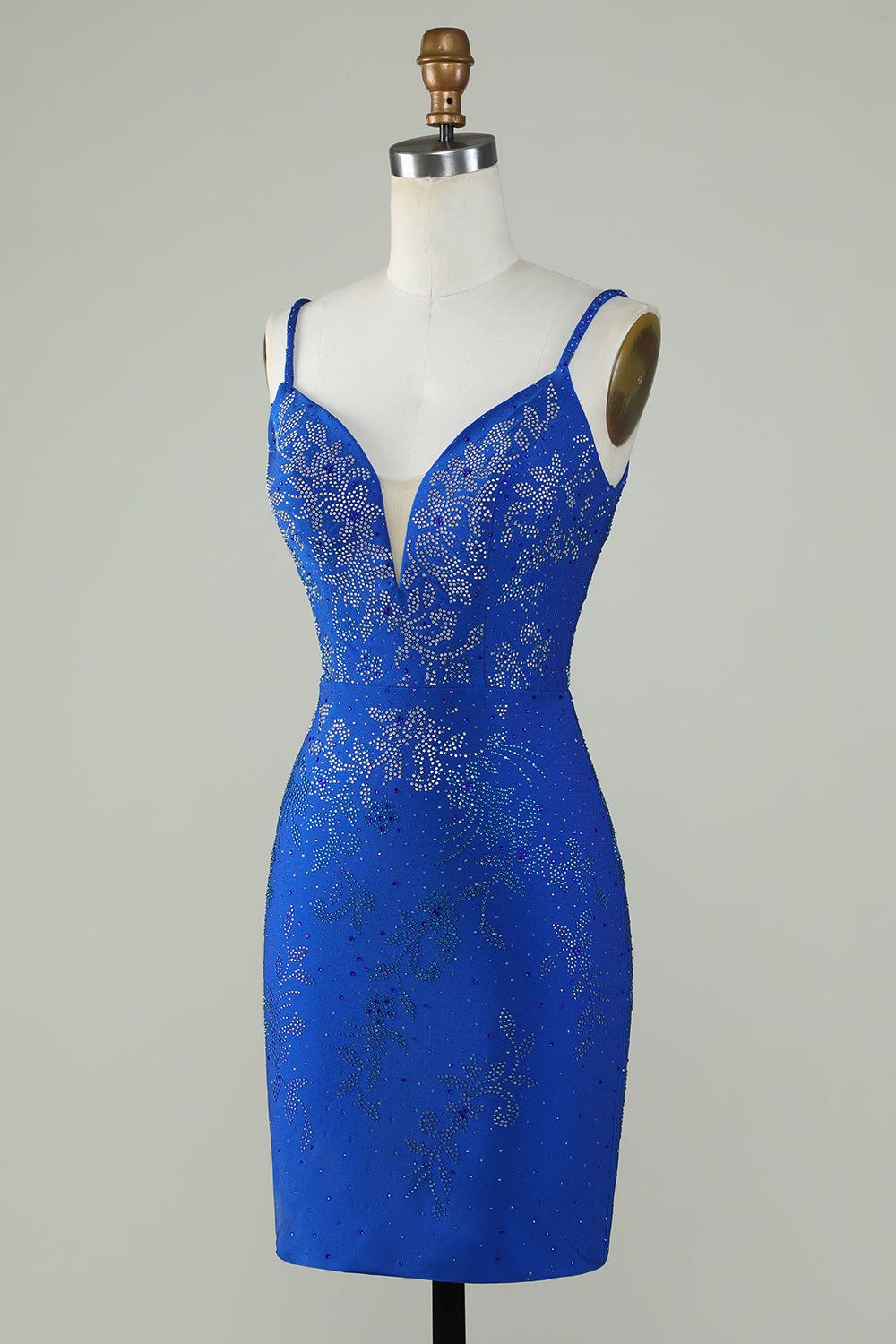 Royal Blue Beaded Spaghetti Straps Bodycon Homecoming Dress sold by Zapaka product image thumbnail 3