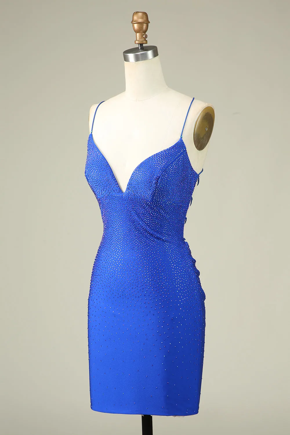 Sexy V Neck Blue Spaghetti Straps Homecoming Dress With Beading sold by Zapaka product image thumbnail 3