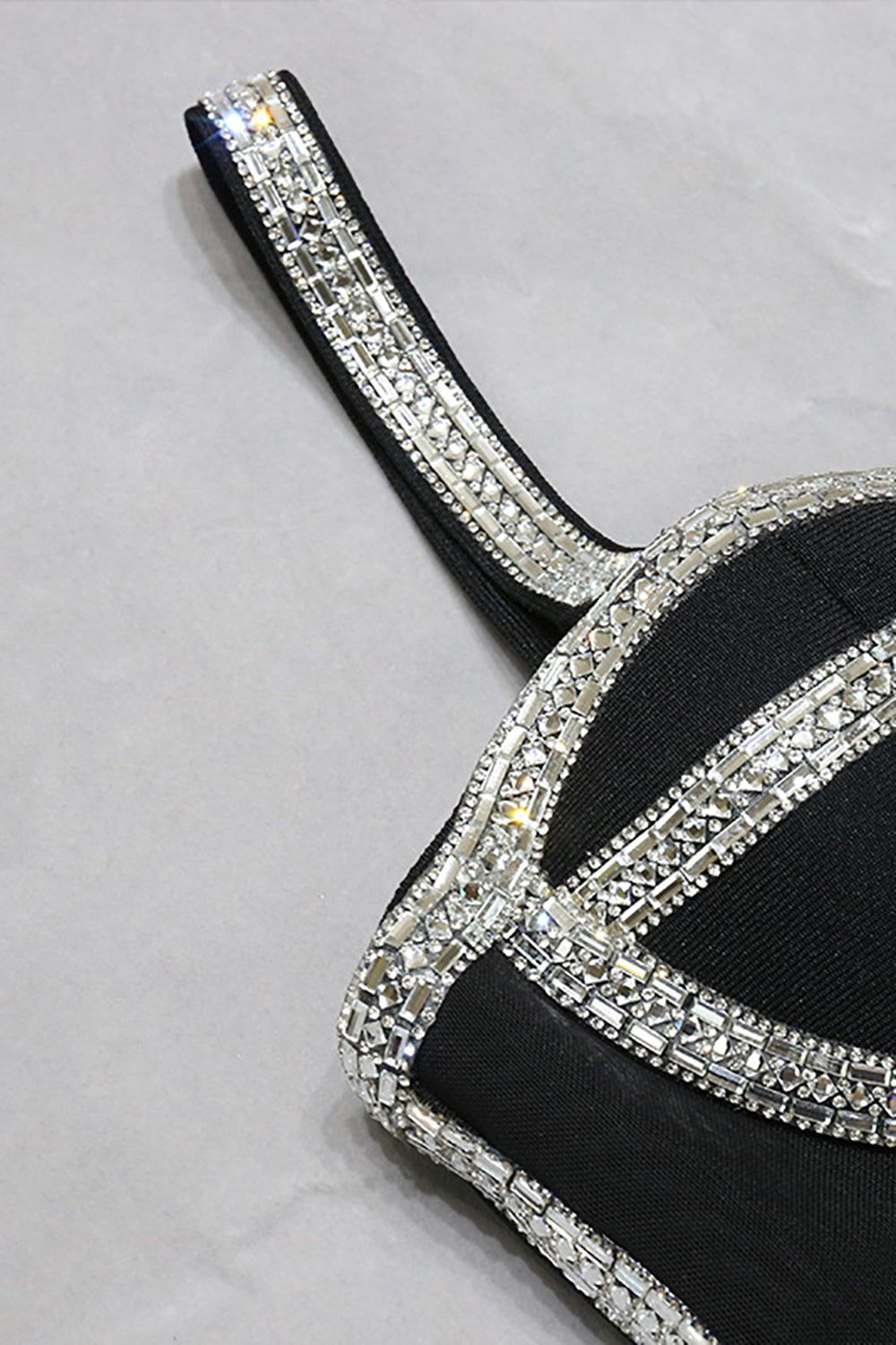 Black Spaghetti Straps Beaded Bodycon Cocktail Dress sold by Zapaka product image thumbnail 4