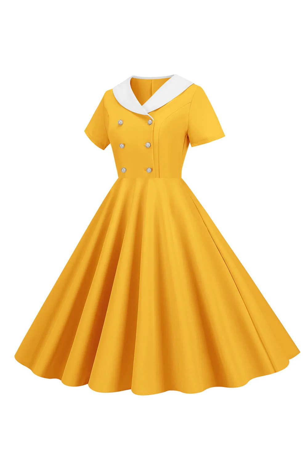 Peter Pan Collar Swing 1950s Dress with Short Sleeves sold by Zapaka product image thumbnail 3