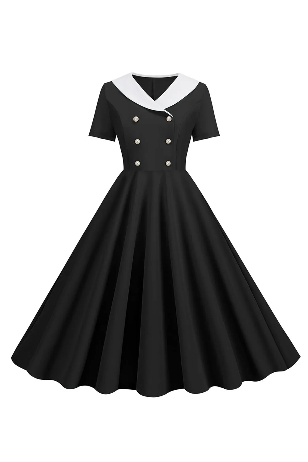 Peter Pan Collar Swing 1950s Dress with Short Sleeves sold by Zapaka product image thumbnail 4