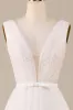 Elegant A Line V Neck Ivory Detachable Watteau Train Tulle Wedding Dress sold by Zapaka