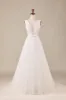 Elegant A Line V Neck Ivory Detachable Watteau Train Tulle Wedding Dress sold by Zapaka