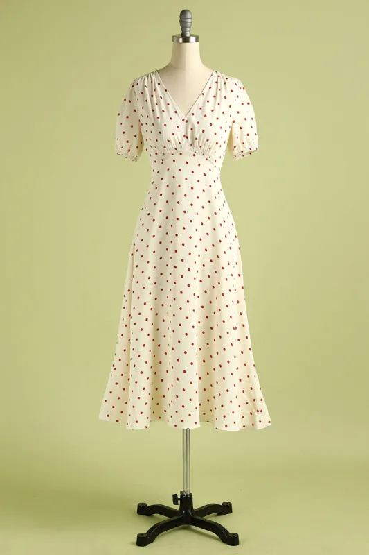 1950s Polka Dots Ivory Vintage Dress sold by Zapaka