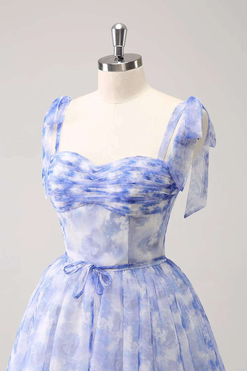 Blue Corset A-Line Short Floral Homecoming Dress sold by Zapaka product image thumbnail 5