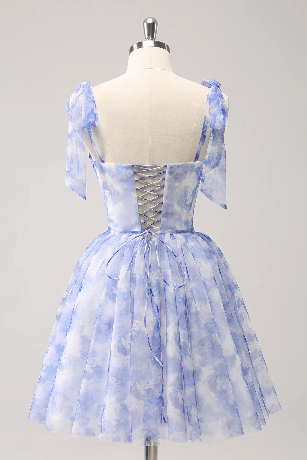 Blue Corset A-Line Short Floral Homecoming Dress sold by Zapaka product image thumbnail 2