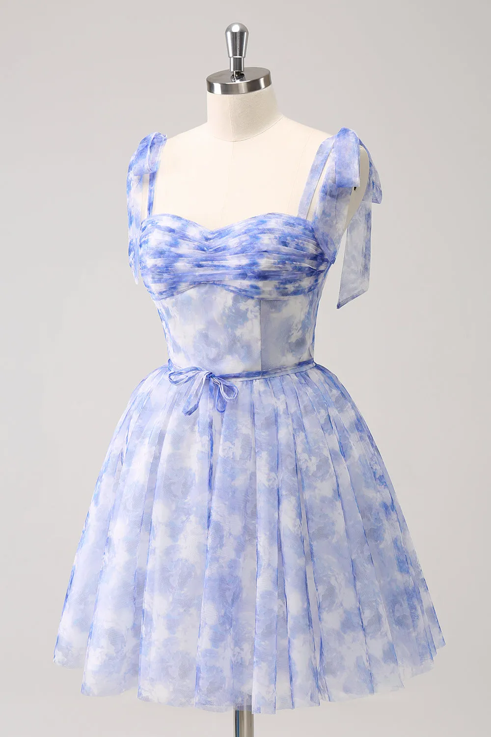 Blue Corset A-Line Short Floral Homecoming Dress sold by Zapaka product image thumbnail 3