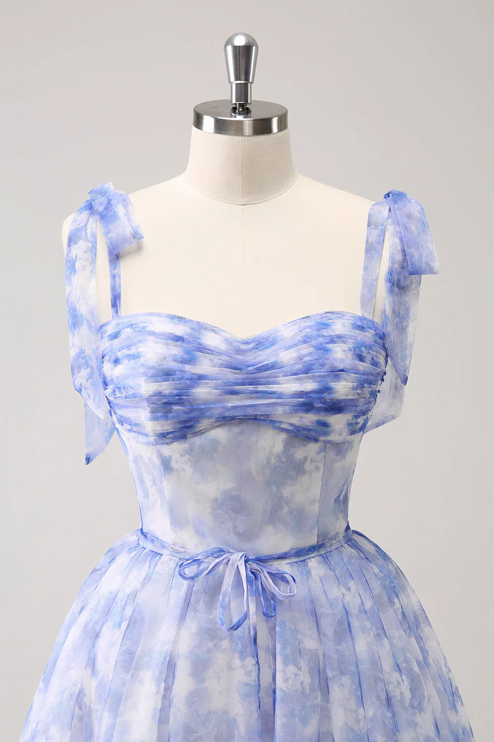 Blue Corset A-Line Short Floral Homecoming Dress sold by Zapaka product image thumbnail 4